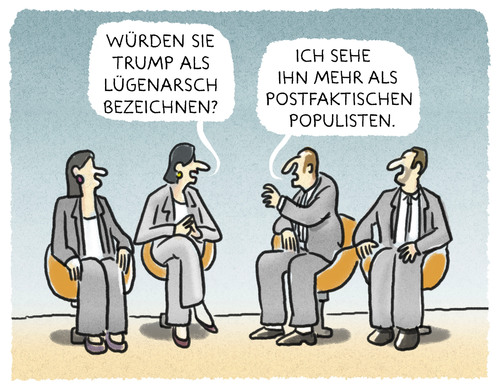 Cartoon: ...Diskurs... (medium) by markus-grolik tagged postfaktisch,populist,populismus,talk,talkshow,tagesthemen,tv,fernsehen,postfaktisch,populist,populismus,talk,talkshow,tagesthemen,tv,fernsehen