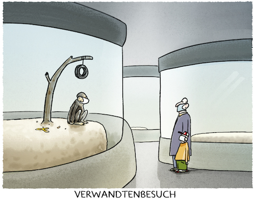 Cartoon: Ermässigter Eintritt (medium) by markus-grolik tagged pandemie,mensch,natur,menschenaffen,zoo,corona,verwandtenbesuch,mundschutz,zoonose,wildtier,pandemie,mensch,natur,menschenaffen,zoo,corona,verwandtenbesuch,mundschutz,zoonose,wildtier