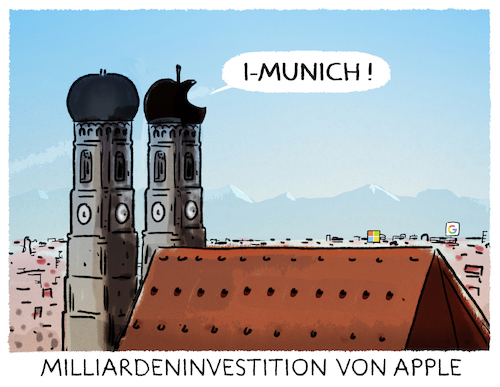 Cartoon: EU-Hauptsitz.. (medium) by markus-grolik tagged apples,milliarde,technik,investition,münchen,bayern,standort,apple,investieren,investiert,hauptsitz,europa,wirtschaft,apples,milliarde,technik,investition,münchen,bayern,standort,apple,investieren,investiert,hauptsitz,europa,wirtschaft