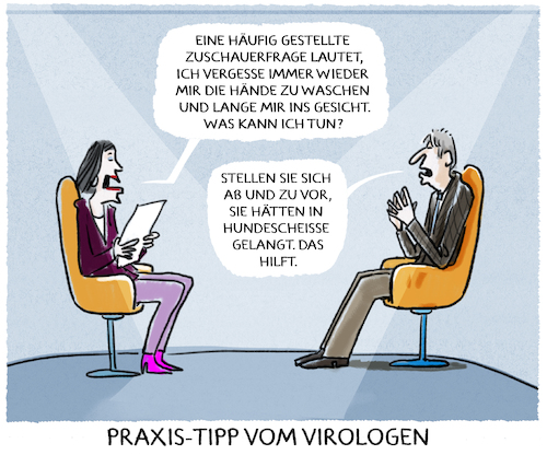 Cartoon: Expertise... (medium) by markus-grolik tagged virologe,medien,tv,tipp,corona,kekule,drosten,pandemie,epidemie,virus,ansteckung,haende,waschen,ansteckungsgefahr,talkshow,gespraechsrunde,virologe,medien,tv,tipp,corona,kekule,drosten,pandemie,epidemie,virus,ansteckung,haende,waschen,ansteckungsgefahr,talkshow,gespraechsrunde