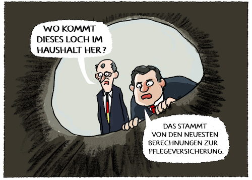 Cartoon: Finanzloch... (medium) by markus-grolik tagged finanzloch,haushalt,pflege,pflegeversicherung,spv,finanzierung,finanzminister,cdu,spd,klingbeil,merz,bundesregierung,deutschland,bundesgesundheitsministerium,bundesrechnungshof,finanzloch,haushalt,pflege,pflegeversicherung,spv,finanzierung,finanzminister,cdu,spd,klingbeil,merz,bundesregierung,deutschland,bundesgesundheitsministerium,bundesrechnungshof