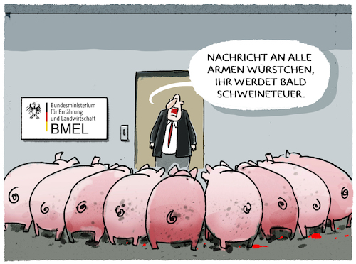 Cartoon: Fleischkonsum und Tierwohlcent (medium) by markus-grolik tagged fleischsteuer,tierwohlcent,massentierhaltung,billigfleisch,discounter,verteuerung,fleisch,schwein,rind,wurstwaren,konsum,deutschland,oezdemir,ampel,gruene,vegetarier,klimawandel,fleischsteuer,tierwohlcent,massentierhaltung,billigfleisch,discounter,verteuerung,fleisch,schwein,rind,wurstwaren,konsum,deutschland,oezdemir,ampel,gruene,vegetarier,klimawandel