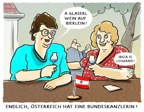 Cartoon: ..für einen Sommer (medium) by markus-grolik tagged österreich,bundeskanzlerin,brigitte,bierlein,ibiza,fpö,övp,sebastian,kurz,strache,wien,van,der,bellen,österreich,bundeskanzlerin,brigitte,bierlein,ibiza,fpö,övp,sebastian,kurz,strache,wien,van,der,bellen