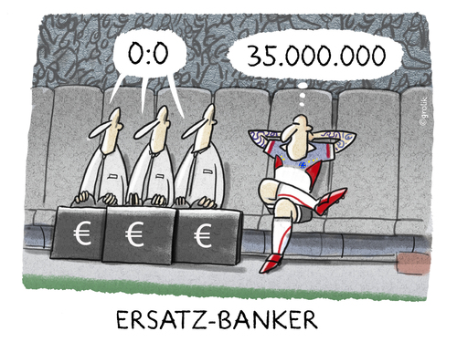 Cartoon: Fussballfinanzdeals (medium) by markus-grolik tagged liebe,hochzeit,heirat,fussballspieler,nationalmannschaft,wm,em,europameisterschaft,vereine,geld,manager,fussballer,bundesliga,liga,transfer,fussball,fussball,transfer,liga,bundesliga,fussballer,manager,geld,vereine,europameisterschaft,em,wm,nationalmannschaft,fussballspieler,heirat,hochzeit,liebe