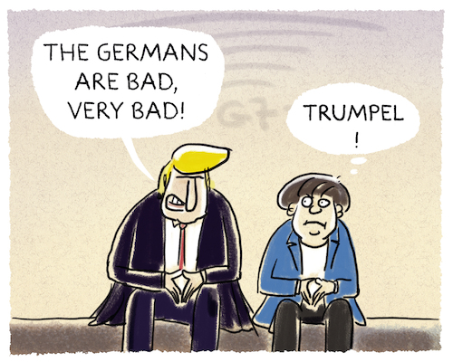 Cartoon: G7-Treffen (medium) by markus-grolik tagged trump,merkel,deutschland,amerika,usa,first,donald,g7,treffen,eu,europa,trump,merkel,deutschland,amerika,usa,first,donald,g7,treffen,eu,europa