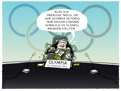 Cartoon: ...goldverdächtig... (medium) by markus-grolik tagged olympia,tokio,2020,ioc,praesident,bach,corona,ansteckung,korruption,sport,verschiebung,termin,pandemie,ueberstuerzung,zoegerung,geld,finanzen,reichtum,olympia,tokio,2020,ioc,praesident,bach,corona,ansteckung,korruption,sport,verschiebung,termin,pandemie,ueberstuerzung,zoegerung,geld,finanzen,reichtum