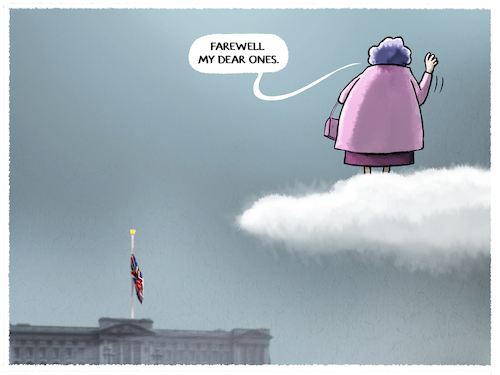Goodbye Queen Elizabeth II By markus-grolik | Politics Cartoon | TOONPOOL