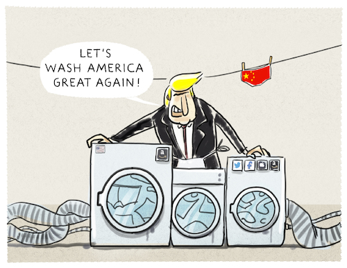 Cartoon: Handelskrieg... (medium) by markus-grolik tagged trump,handel,freihandel,zölle,waschmaschinen,solarzellen,china,peking,washington,seoul,südkorea,freihandelsabkommen,absatz,grolik,trump,handel,freihandel,zölle,waschmaschinen,solarzellen,china,peking,washington,seoul,südkorea,freihandelsabkommen,absatz,grolik