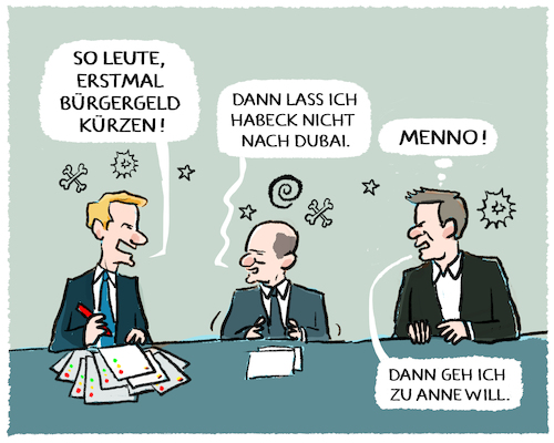 Cartoon: Haushaltsberatungen... (medium) by markus-grolik tagged ampel,scholz,habeck,lindner,finanzminister,schuldenbremse,schulden,dubai,cop,24,finanzen,deutschland,bundeshaushalt,bundesregierung,fdp,spd,buergergeld,gruene,sozialausgaben,sparen,ampel,scholz,habeck,lindner,finanzminister,schuldenbremse,schulden,dubai,cop,24,finanzen,deutschland,bundeshaushalt,bundesregierung,fdp,spd,buergergeld,gruene,sozialausgaben,sparen