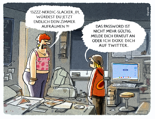 Cartoon: ...hessischer Familienalltag... (medium) by markus-grolik tagged hessen,hacker,doxing,passwort,password,internet,sicherheit,datensicherheit,bsi,seehofer,datendiebstahl,einzeltaeter,hacking,hackerzwischenfall,cyberangriff,cyberattacke,cyber,attacken,cyberpiraterie,cyberspionage,cyberwar,cyberkrieg,cybersicherheit,hackerangriffe,datendieb,internetbetrug,online,betrug,datenklau,datenklauer,datenmissbrauch,datenraub,cyberdieb,cyberdiebe,cyperkriminalitaet,geleakte,computerhacker,computerhackern,computertechnik,kriminalitaet,computerkriminalitaet,unwissenheit,illustration,karikatur,zugangsberechtigung,zugangscode,zugangskontrolle,zugangskontrollen,kontrolle,kontrollen,kontrollieren,kontrollierend,kontrolliert,code,codewoerter,codewort,datensicherung,datensicherungen,datenschutz,passwoerter,pin,passwortschutz,benutzer,benutzername,benutzernamen,user,passwortfishing,passwortklau,hessen,hacker,doxing,passwort,password,internet,sicherheit,datensicherheit,bsi,seehofer,datendiebstahl,einzeltaeter,hacking,hackerzwischenfall,cyberangriff,cyberattacke,cyber,attacken,cyberpiraterie,cyberspionage,cyberwar,cyberkrieg,cybersicherheit,hackerangriffe,datendieb,internetbetrug,online,betrug,datenklau,datenklauer,datenmissbrauch,datenraub,cyberdieb,cyberdiebe,cyperkriminalitaet,geleakte,computerhacker,computerhackern,computertechnik,kriminalitaet,computerkriminalitaet,unwissenheit,illustration,karikatur,zugangsberechtigung,zugangscode,zugangskontrolle,zugangskontrollen,kontrolle,kontrollen,kontrollieren,kontrollierend,kontrolliert,code,codewoerter,codewort,datensicherung,datensicherungen,datenschutz,passwoerter,pin,passwortschutz,benutzer,benutzername,benutzernamen,user,passwortfishing,passwortklau