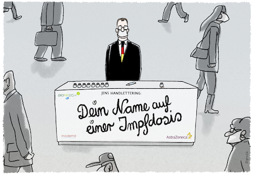 Cartoon: Impfkampagne... (medium) by markus-grolik tagged pandemie,corona,gesundheitsministerium,jens,spahn,impfmüdigkeit,impfpflicht,impfbegeisterung,kommunikation,werbung,biontech,merkel,astrazeneca,moderna,impfen,impftermin,pandemie,corona,gesundheitsministerium,jens,spahn,impfmüdigkeit,impfpflicht,impfbegeisterung,kommunikation,werbung,biontech,merkel,astrazeneca,moderna,impfen,impftermin