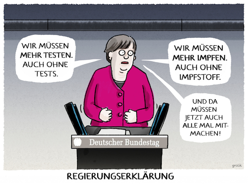 Cartoon: In Ermangelung... (medium) by markus-grolik tagged merkel,regierungserklärung,impfkampagne,corona,lockdown,berlin,bund,länder,deutschland,testen,impfen,appelle,tests,impfstoff,mangelware,merkel,regierungserklärung,impfkampagne,corona,lockdown,berlin,bund,länder,deutschland,testen,impfen,appelle,tests,impfstoff,mangelware