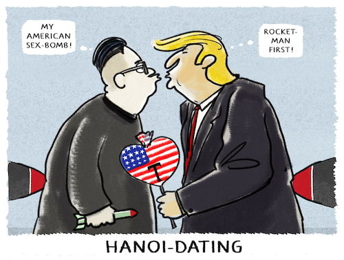 Cartoon: ..it must be love (medium) by markus-grolik tagged trump,usa,nordkorea,gipfeltreffen,kim,jong,un,atomraketen,trump,usa,nordkorea,gipfeltreffen,kim,jong,un,atomraketen