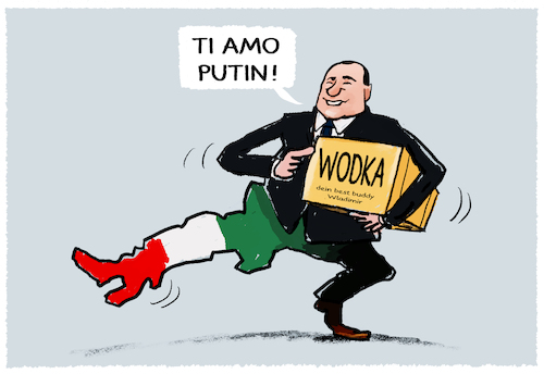 Cartoon: Italiens Vortänzer... (medium) by markus-grolik tagged italien,rechtsregierung,meloni,russland,putin,berlusconi,geschenk,20,flaschen,wodka,europa,eu,sanktionen,italien,rechtsregierung,meloni,russland,putin,berlusconi,geschenk,20,flaschen,wodka,europa,eu,sanktionen