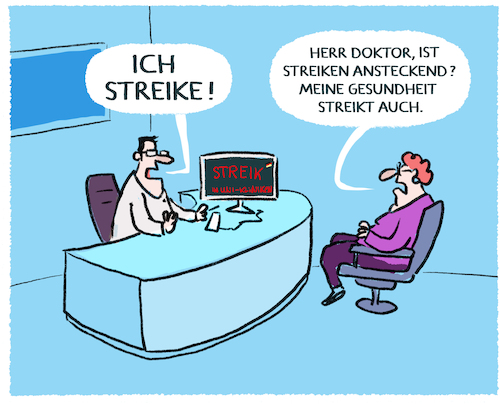 Cartoon: Jetzt auch die Ärzte im Streik.. (medium) by markus-grolik tagged arzt,uniklinik,kliniken,krankenhaeuser,medizin,lauterbach,gesundheitsminister,gesundheitssystem,streik,gesundheit,streikrecht,versorgung,bahn,verdi,deutschland,unzufriedenheit,arzt,uniklinik,kliniken,krankenhaeuser,medizin,lauterbach,gesundheitsminister,gesundheitssystem,streik,gesundheit,streikrecht,versorgung,bahn,verdi,deutschland,unzufriedenheit