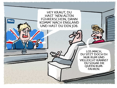 Cartoon: Jobangebot (medium) by markus-grolik tagged england,brexit,immigration,lkw,lieferengpässe,england,brexit,immigration,lkw,lieferengpässe