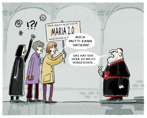 Cartoon: ...Kirchenprotest... (medium) by markus-grolik tagged kirche,maria,frau,frauen,in,der,kirchenamt,papst,bischof,kardinal,kurie,nonnen,katholizismus,rom,vatikan,glaube,priester,priesterinnen,seelsorge,marx,petersdom,franziskus,gott,jesus,kirche,maria,frau,frauen,in,der,kirchenamt,papst,bischof,kardinal,kurie,nonnen,katholizismus,rom,vatikan,glaube,priester,priesterinnen,seelsorge,marx,petersdom,franziskus,gott,jesus