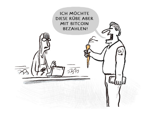 Cartoon: Kryptokunde... (medium) by markus-grolik tagged bitcoin,krypto,kurs,aktien,ruebe,lebensmittel,inflation,landwirtschaft,zahlungsverkehr,kunde,konsum,konsumenten,bezahlsystem,bitcoin,krypto,kurs,aktien,ruebe,lebensmittel,inflation,landwirtschaft,zahlungsverkehr,kunde,konsum,konsumenten,bezahlsystem