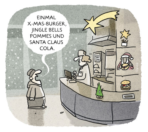 Cartoon: ..last christmas I gave you... (medium) by markus-grolik tagged mach,food,fast,kommerz,weihnachten,traditionen,bestellung,konsumzwang,nikolaus,donalds,grolik,cartoon,abendland,weihnachten,kommerz,fast,food,mach,donalds,nikolaus,konsumzwang,bestellung,traditionen,abendland,cartoon,grolik