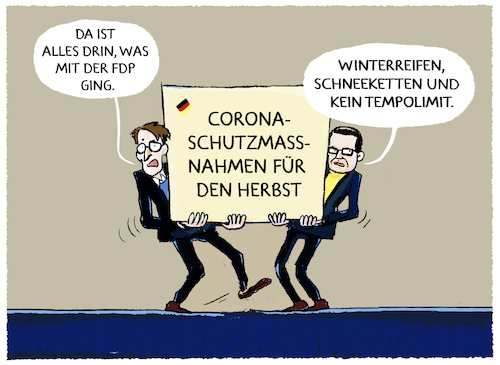 Cartoon: Lauterbach und Buschmann... (medium) by markus-grolik tagged pandemie,lauterbach,gesundheitsminiter,justizminister,ampel,fdp,spd,gruene,massnahmen,tempolimit,maskenpflicht,ffp2,corona,omikron,herbstwelle,pandemie,lauterbach,gesundheitsminiter,justizminister,ampel,fdp,spd,gruene,massnahmen,tempolimit,maskenpflicht,ffp2,corona,omikron,herbstwelle