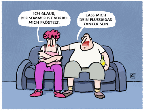 Cartoon: LNG-Sofa (medium) by markus-grolik tagged lng,fluessiggas,gasspeicher,fluessiggastanker,tanker,herbst,sommer,energiepreise,gasumlage,entlastungspaket,sofa,mann,frau,lng,fluessiggas,gasspeicher,fluessiggastanker,tanker,herbst,sommer,energiepreise,gasumlage,entlastungspaket,sofa,mann,frau