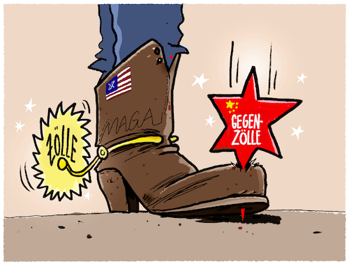 Cartoon: MAGA-Zollkrieg... (medium) by markus-grolik tagged zollkrieg,trump,usa,maga,zölle,handelskrieg,wirtschaft,china,peking,eskalation,strafzoelle,weltwirtschaft,börse,aktien,globalisierung,magazoelle,zollkrieg,trump,usa,maga,zölle,handelskrieg,wirtschaft,china,peking,eskalation,strafzoelle,weltwirtschaft,börse,aktien,globalisierung,magazoelle