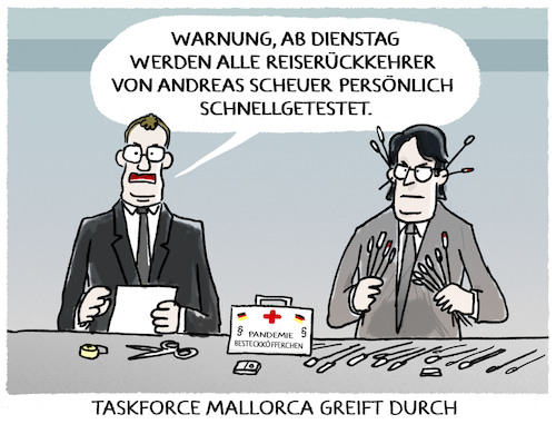 Cartoon: Malle-Urlauber... (medium) by markus-grolik tagged pandemie,mallorca,urlaub,ostern,ausland,reisen,flughafen,schnelltest,spahn,scheuer,warnung,bundesregierung,corona,dritte,welle,taskforce,karikatur,urlauber,touristen,rückkehr,einreisen,testen,testpflicht,pandemie,mallorca,urlaub,ostern,ausland,reisen,flughafen,schnelltest,spahn,scheuer,warnung,bundesregierung,corona,dritte,welle,taskforce,karikatur,urlauber,touristen,rückkehr,einreisen,testen,testpflicht