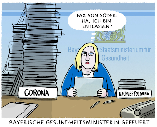 Cartoon: Melanie Huml... (medium) by markus-grolik tagged corona,melanie,huml,gesundheitsministerin,csu,bayern,nachverfolgung,söder,corona,melanie,huml,gesundheitsministerin,csu,bayern,nachverfolgung,söder