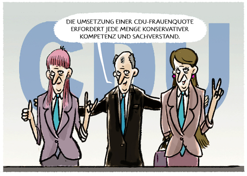 Cartoon: Merz und die Frauenquote (medium) by markus-grolik tagged frauenquote,cdu,union,merz,deutschland,merkel,frauenbild,partei,modernisierung,parteitag,konservativ,kuturelle,aneignung,frauenquote,cdu,union,merz,deutschland,merkel,frauenbild,partei,modernisierung,parteitag,konservativ,kuturelle,aneignung