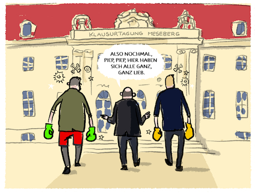 Cartoon: Meseberg Harmonie.. (medium) by markus-grolik tagged schloss,meseberg,ampel,klausurtagung,fdp,gruene,habeck,lindner,regierung,schloss,meseberg,ampel,klausurtagung,fdp,gruene,habeck,lindner,regierung