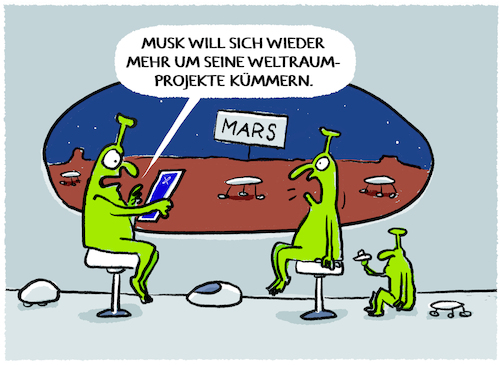 Cartoon: Musk kündigt... (medium) by markus-grolik tagged musk,doge,trump,usa,us,regierung,maga,gigafactory,tesla,aktienkurs,aktie,spacex,cybertruck,mars,weltraum,administration,musk,doge,trump,usa,us,regierung,maga,gigafactory,tesla,aktienkurs,aktie,spacex,cybertruck,mars,weltraum,administration