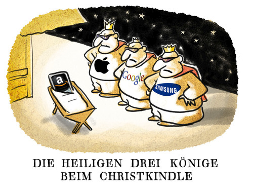 Cartoon: Nachwuchs... (medium) by markus-grolik tagged amazon,internethandel,apple,samsung,google,book,reader,pubs,digital,medien,cartoon,grolik