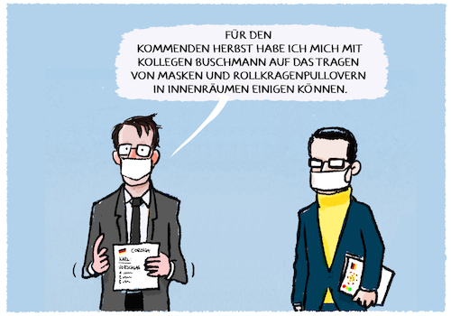 Cartoon: Neue Coronaregeln... (medium) by markus-grolik tagged buschmann,lauterbach,corona,pandemie,masken,maskenpflicht,innenraeume,inzidenz,fdp,gesundheitsminister,justizminister,buschmann,lauterbach,corona,pandemie,masken,maskenpflicht,innenraeume,inzidenz,fdp,gesundheitsminister,justizminister