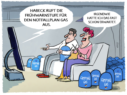 Cartoon: Notfallplan Gas (medium) by markus-grolik tagged deutschland,habeck,scholz,ampel,heizung,energie,notfallplan,gas,oel,ukraine,russland,krieg,putin,embargo,sanktionen,hamstern,campinggas,prepper,deutschland,habeck,scholz,ampel,heizung,energie,notfallplan,gas,oel,ukraine,russland,krieg,putin,embargo,sanktionen,hamstern,campinggas,prepper