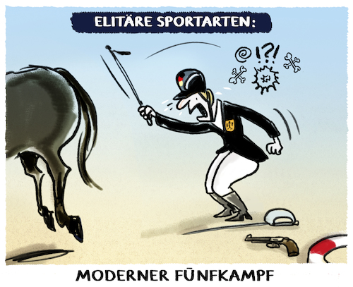 Cartoon: Olympische Disziplin... (medium) by markus-grolik tagged olympia,moderner,fuenfkampf,sportart,elite,disziplin,ioc,pferd,tierquaelerei,ehrgeiz,gold,medaille,medaillenspiegel,deutschland,olympia,moderner,fuenfkampf,sportart,elite,disziplin,ioc,pferd,tierquaelerei,ehrgeiz,gold,medaille,medaillenspiegel,deutschland