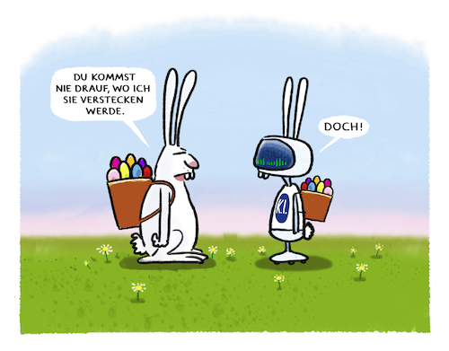 Cartoon: Ostern (medium) by markus-grolik tagged hase,meister,lampe,2023,kuenstliche,intelligenz,chatbot,ostern,versteck,osterei,osterhase,traditionen,hase,meister,lampe,2023,kuenstliche,intelligenz,chatbot,ostern,versteck,osterei,osterhase,traditionen