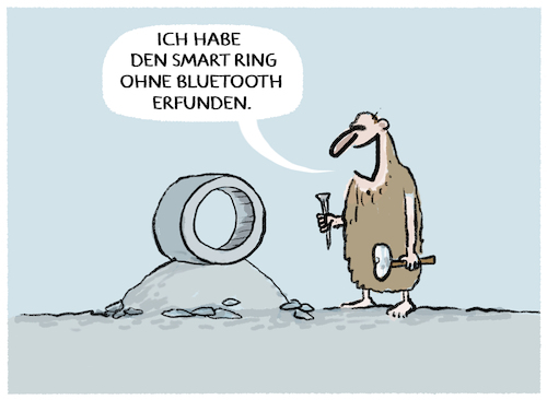 Cartoon: Oura-Ring.... (medium) by markus-grolik tagged ring,smartring,oura,bluetooth,gesundheitsring,daten,gesundheit,steinzeit,ring,smartring,oura,bluetooth,gesundheitsring,daten,gesundheit,steinzeit