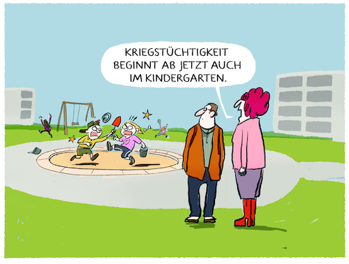 Cartoon: Paradigmenwechsel... (medium) by markus-grolik tagged kriegstuechtigkeit,erziehung,wehrtuechtigkeit,kindergarten,schule,deutschland,wehrkunde,bundeswehr,miltitaer,kriegstuechtigkeit,erziehung,wehrtuechtigkeit,kindergarten,schule,deutschland,wehrkunde,bundeswehr,miltitaer