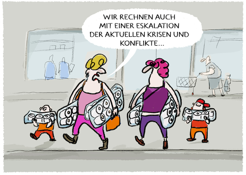 Cartoon: Prepper Resilienz... (medium) by markus-grolik tagged resilienz,krise,kriege,konflikte,weltlage,zeitenwende,prepper,vorbereitung,krisenzeiten,konsum,nachrichten,news,resillienz,krise,kriege,konflikte,weltlage,zeitenwende,prepper,vorbereitung,krisenzeiten,konsum,nachrichten,news