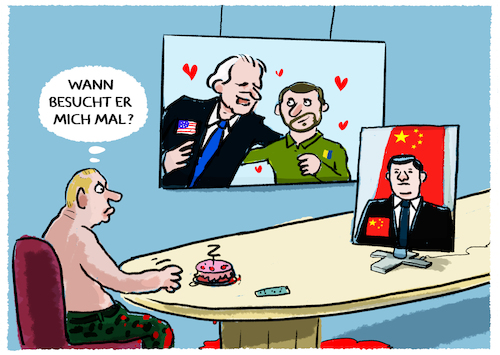 Cartoon: Putin und Peking (medium) by markus-grolik tagged putin,xi,jinping,china,russland,ukraine,krieg,usa,biden,ueberraschungsbesuch,unterstuetzung,selenskyi,waffen,militaer,nato,putin,xi,jinping,china,russland,ukraine,krieg,usa,biden,ueberraschungsbesuch,unterstuetzung,selenskyi,waffen,militaer,nato