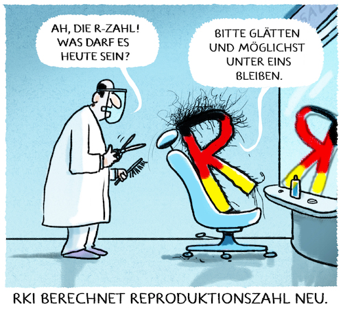 Cartoon: RKI glättet R Zahl... (medium) by markus-grolik tagged friseur,abstandsregeln,ansteckung,mundschutz,gesichtsschutz,frisur,corona,rki,reproduktionszahl,friseur,abstandsregeln,ansteckung,mundschutz,gesichtsschutz,frisur,corona,rki,reproduktionszahl