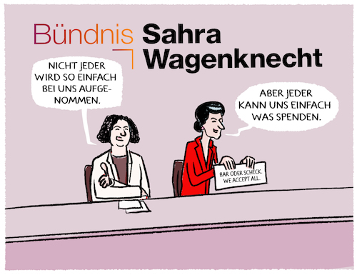 Cartoon: Sahra Wagenknecht Partei... (medium) by markus-grolik tagged sahra,wagenknecht,amira,mohamed,ali,bsw,partei,finanzierung,spenden,spender,mitglieder,programm,wahl,wahlkampf,scheck,geldspenden,die,linke,sahra,wagenknecht,amira,mohamed,ali,bsw,partei,finanzierung,spenden,spender,mitglieder,programm,wahl,wahlkampf,scheck,geldspenden,die,linke