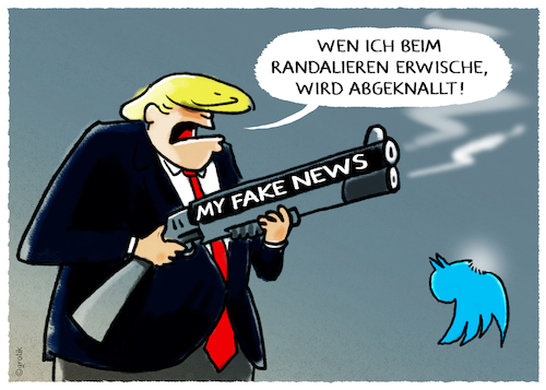 Cartoon: Schiessbefehl (medium) by markus-grolik tagged trump,fake,news,schiessbefehl,usa,minneapolis,rassismus,twitter,randalieren,social,cnn,us,fox,amerika,demokratie,polizei,trump,fake,news,schiessbefehl,usa,minneapolis,rassismus,twitter,randalieren,social,cnn,us,fox,amerika,demokratie,polizei