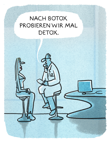 Cartoon: Behandlung (medium) by markus-grolik tagged detox,botox,chirurgie,schönheitschirurgen,beauty,arzt,arzt,beauty,schönheitschirurgen,chirurgie,botox,detox