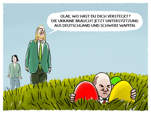 Cartoon: Scholz Versteckpolitik... (medium) by markus-grolik tagged ukraine,russland,krieg,europa,selensky,scholz,versteckpolitik,hofreiter,gruene,baerbock,unterstuetzung,waffenlieferungen,deutschland,ostern,ukraine,russland,krieg,europa,selensky,scholz,versteckpolitik,hofreiter,gruene,baerbock,unterstuetzung,waffenlieferungen,deutschland,ostern