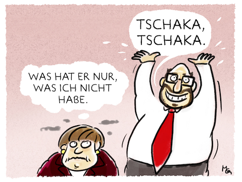 Cartoon: Schulz-Effekt (medium) by markus-grolik tagged martin,schulz,cdu,spd,umfragehoch,gabriel,umfrage,kanzlerkandidat,angela,merkel,martin,schulz,cdu,spd,umfragehoch,gabriel,umfrage,kanzlerkandidat,angela,merkel