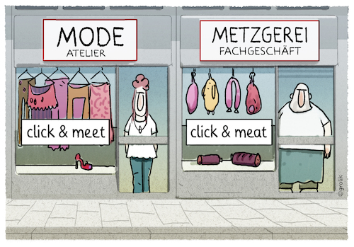 Cartoon: Shopping... (medium) by markus-grolik tagged einzelhandel,corona,click,and,meet,lockdown,shoppen,shopping,pandemie,konsum,einzelhandel,corona,click,and,meet,lockdown,shoppen,shopping,pandemie,konsum