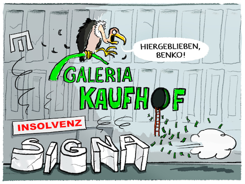 Cartoon: Signa Holding insolvent... (medium) by markus-grolik tagged immobilien,handelsunternehmen,benko,pleite,insolvenz,elbtower,kaufhof,karstadt,signa,holding,deutschland,arbeit,entlassung,entlassungen,arbeitsplätze,immobilien,handelsunternehmen,benko,pleite,insolvenz,elbtower,kaufhof,karstadt,signa,holding,deutschland,arbeit,entlassung,entlassungen,arbeitsplätze