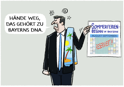 Cartoon: Söder Argumente... (medium) by markus-grolik tagged bayern,soeder,dna,csu,privileg,ferien,schulbeginn,schueler,sommerferien,schule,hotels,strand,meerreiseverkehr,familien,urlaubsplanung,bayern,soeder,dna,csu,privileg,ferien,schulbeginn,schueler,sommerferien,schule,hotels,strand,meerreiseverkehr,familien,urlaubsplanung