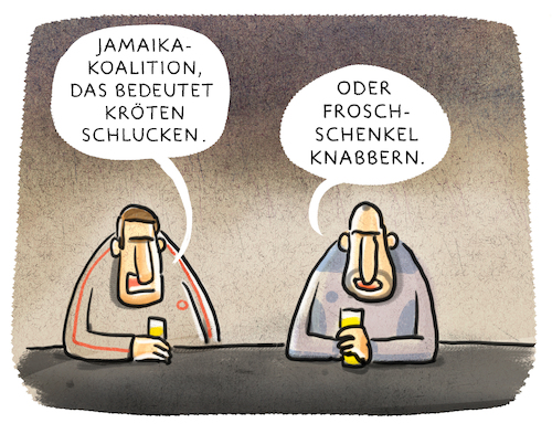 Cartoon: Sondierungsgespräch (medium) by markus-grolik tagged regierung,jamaika,grüne,fdp,cdu,csu,koaltion,parteien,berlin,merkel,regierung,jamaika,grüne,fdp,cdu,csu,koaltion,parteien,berlin,merkel